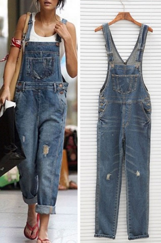Patchwork Square Collar Harlan Jumpsuits