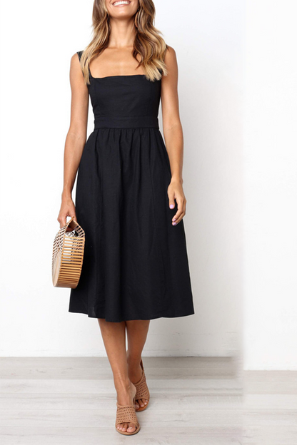 Patchwork Square Collar Cake Skirt Dresses(3 Colors)