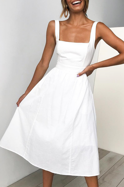 Patchwork Square Collar Cake Skirt Dresses(3 Colors)