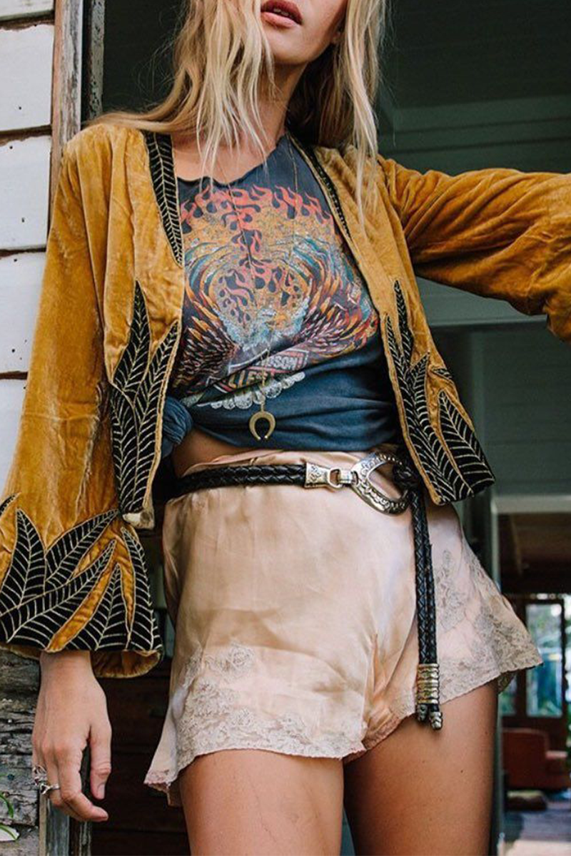 Print Cardigan Collar Outerwear