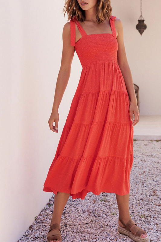 Bandage Square Collar Cake Skirt Dresses
