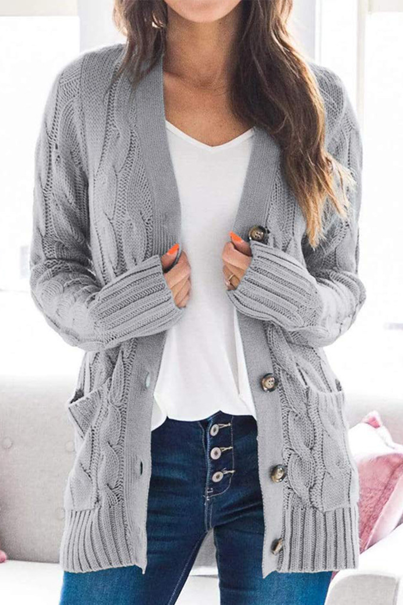 Split Joint Buckle Cardigan Collar Tops(5 Colors)