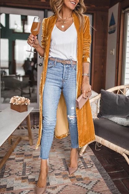 Patchwork Cardigan Collar Outerwear(7 Colors)