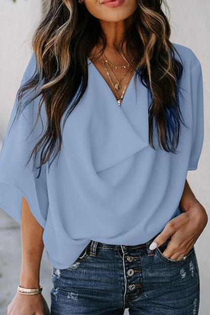 Flounce V Neck T-shirts(7 Colors)