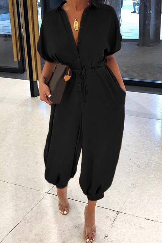 Patchwork V Neck Harlan Jumpsuits
