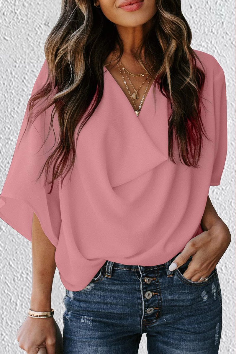 Flounce V Neck T-shirts(7 Colors)