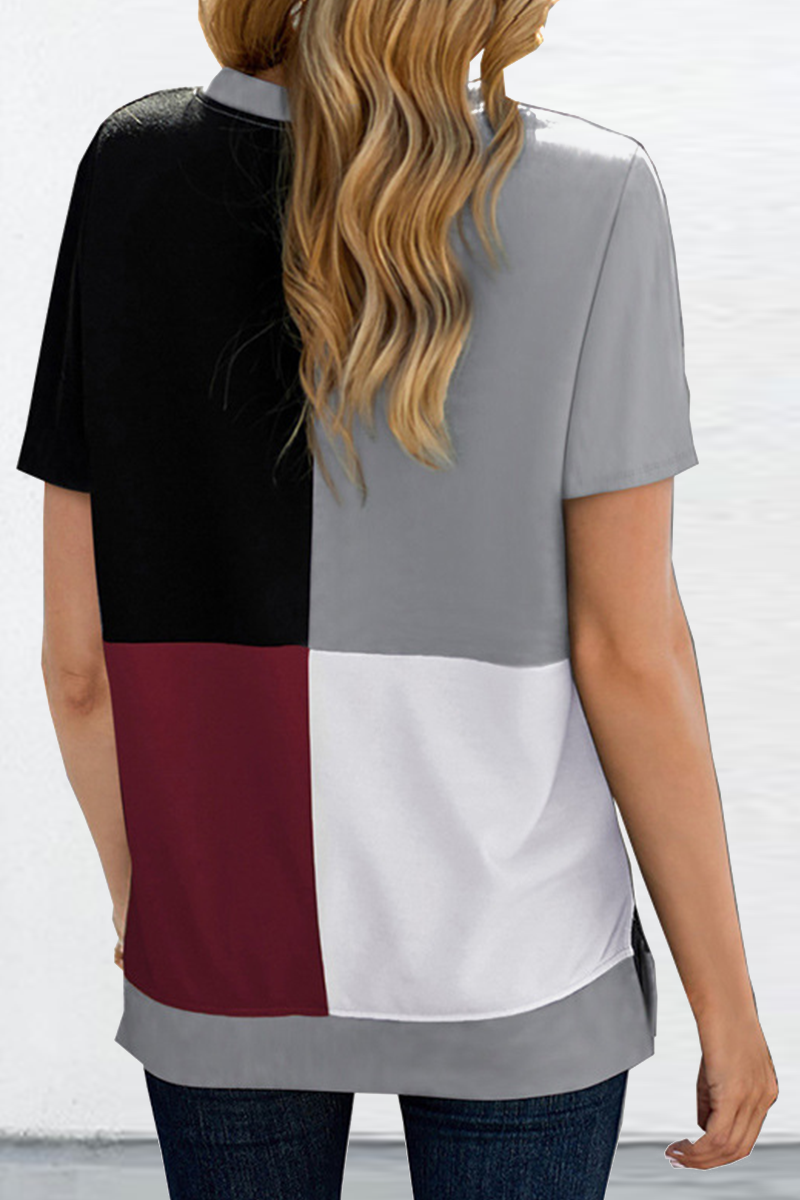 Split Joint O Neck T-shirts(2 Colors)