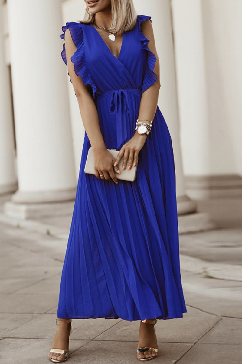 Split Joint V Neck Cake Skirt Dresses(6 Colors)