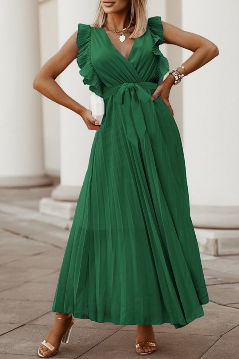 Split Joint V Neck Cake Skirt Dresses(6 Colors)