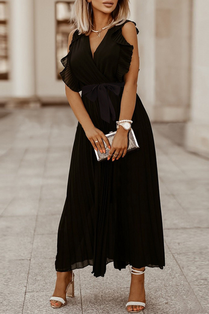 Split Joint V Neck Cake Skirt Dresses(6 Colors)
