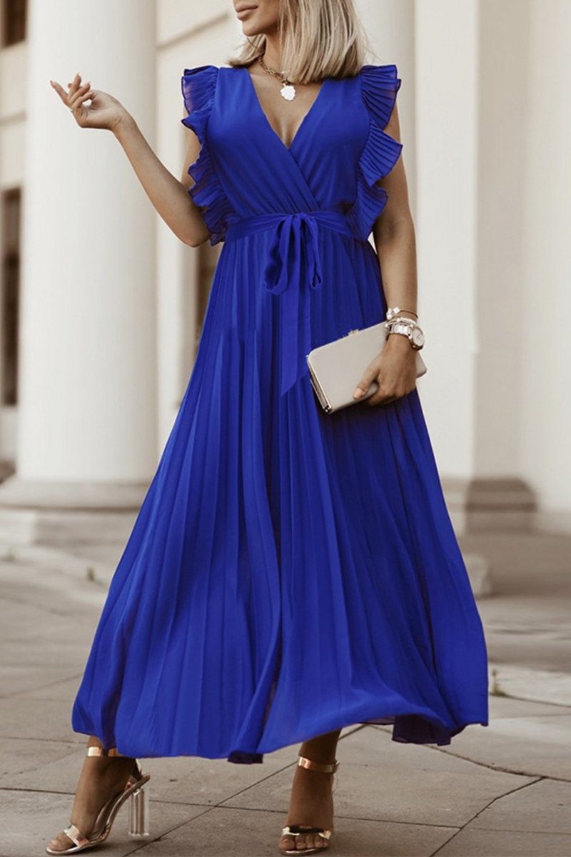 Split Joint V Neck Cake Skirt Dresses(6 Colors)