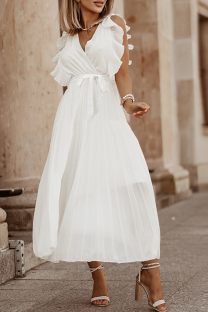 Split Joint V Neck Cake Skirt Dresses(6 Colors)