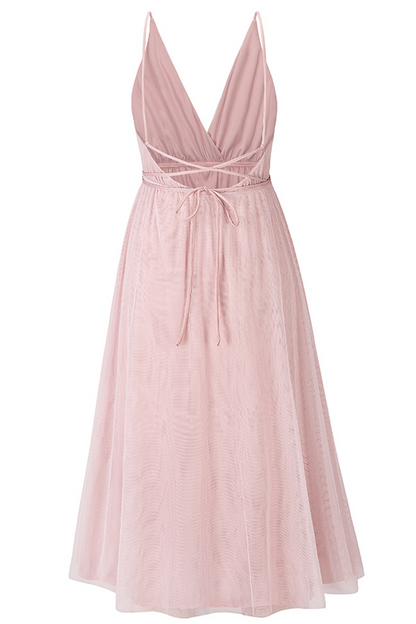 Mesh V Neck Cake Skirt Dresses(4 Colors)