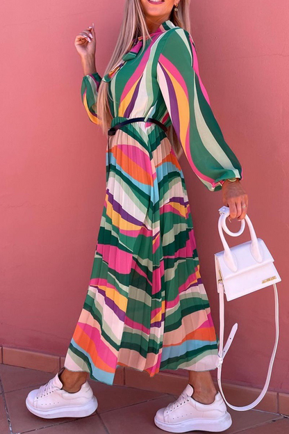 Print Half a Turtleneck Waist Skirt Dresses