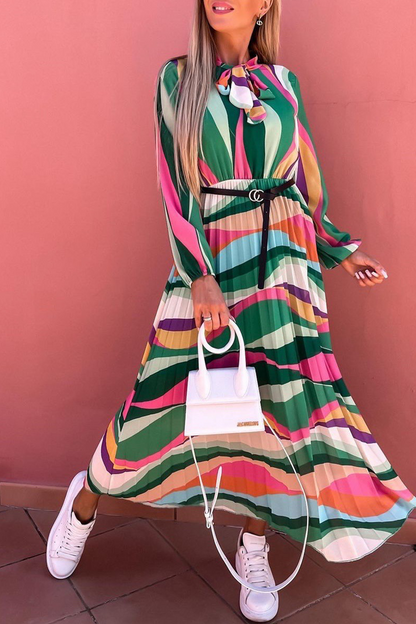 Print Half a Turtleneck Waist Skirt Dresses