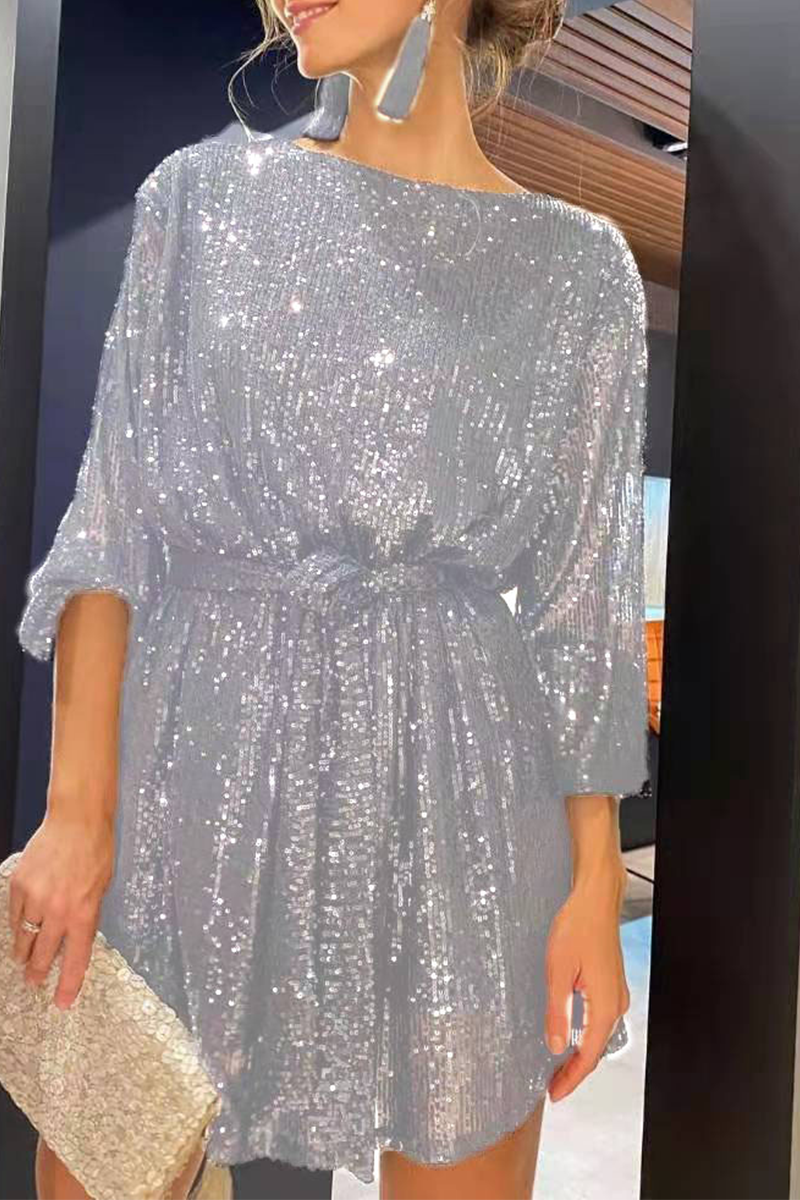 Sequins Off the Shoulder Waist Skirt Dresses(7 Colors)