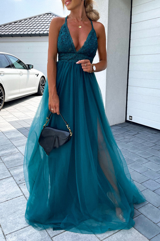 Mesh Halter Cake Skirt Dresses