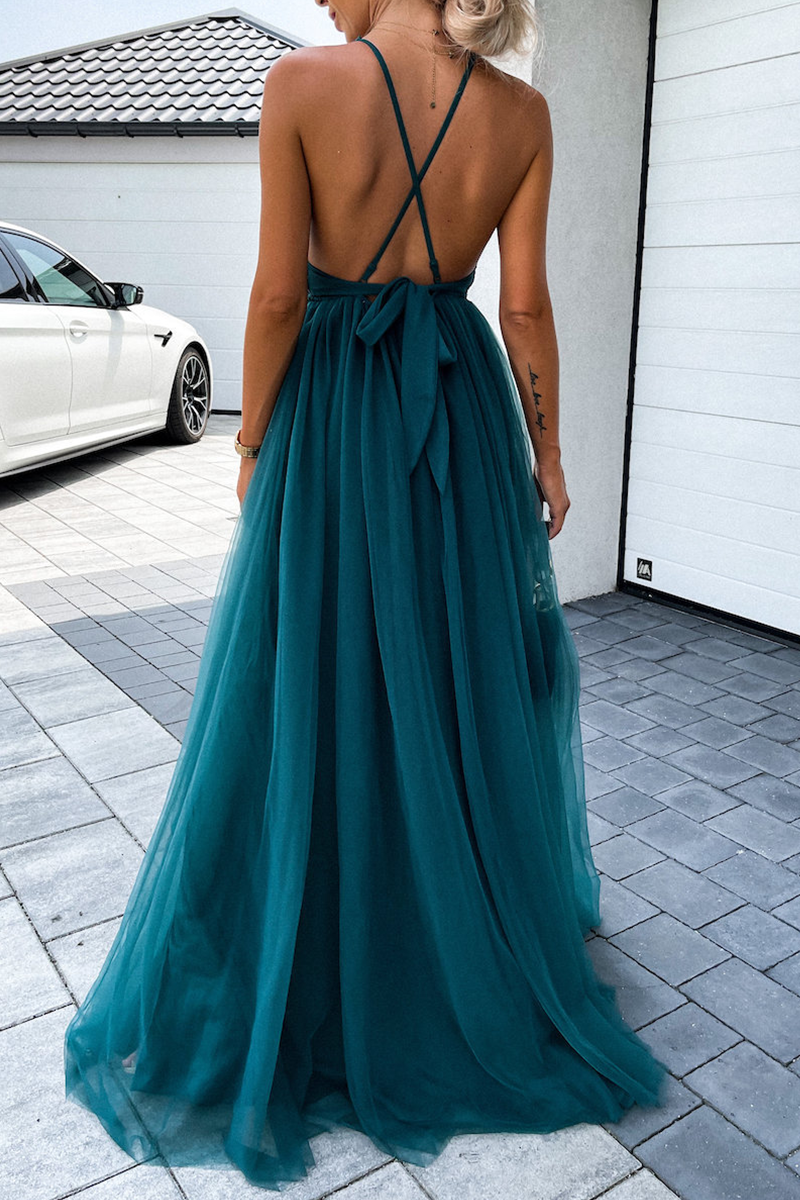 Mesh Halter Cake Skirt Dresses