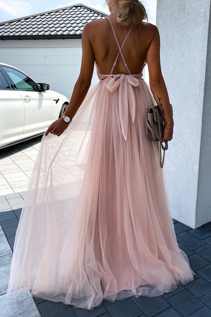 Mesh Halter Cake Skirt Dresses