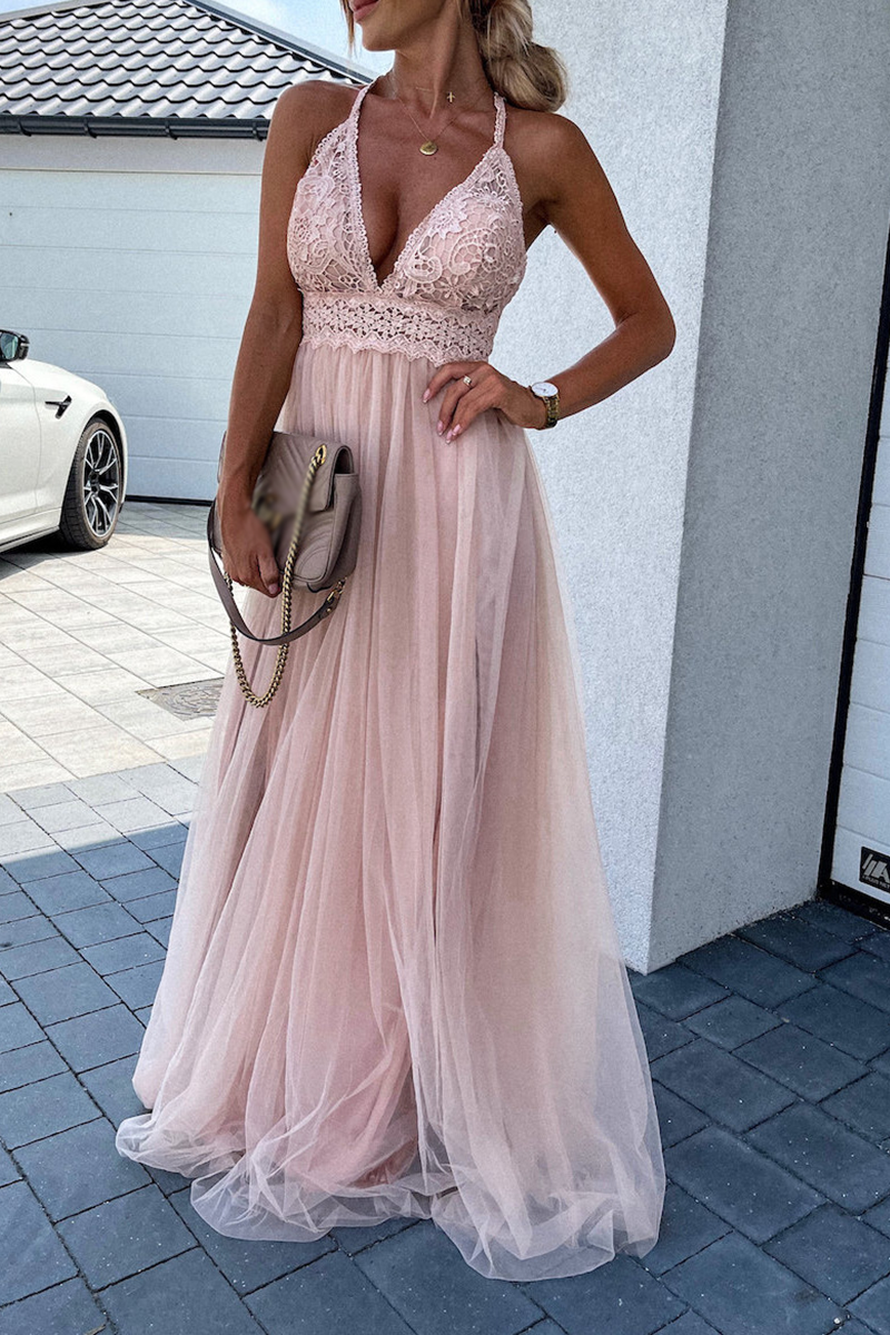 Mesh Halter Cake Skirt Dresses