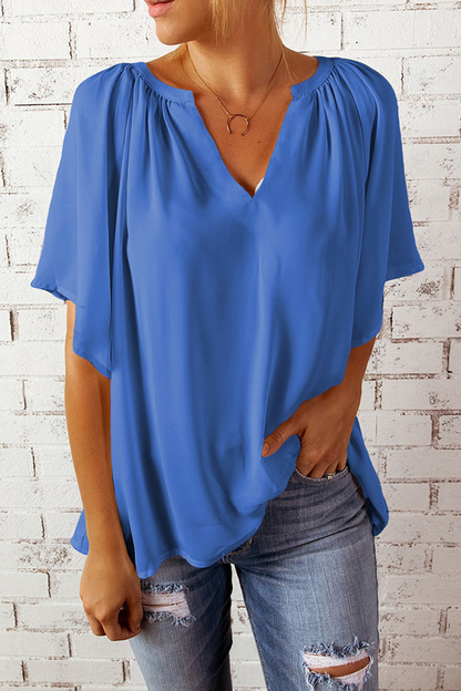 Split Joint V Neck T-shirts(6 Colors）