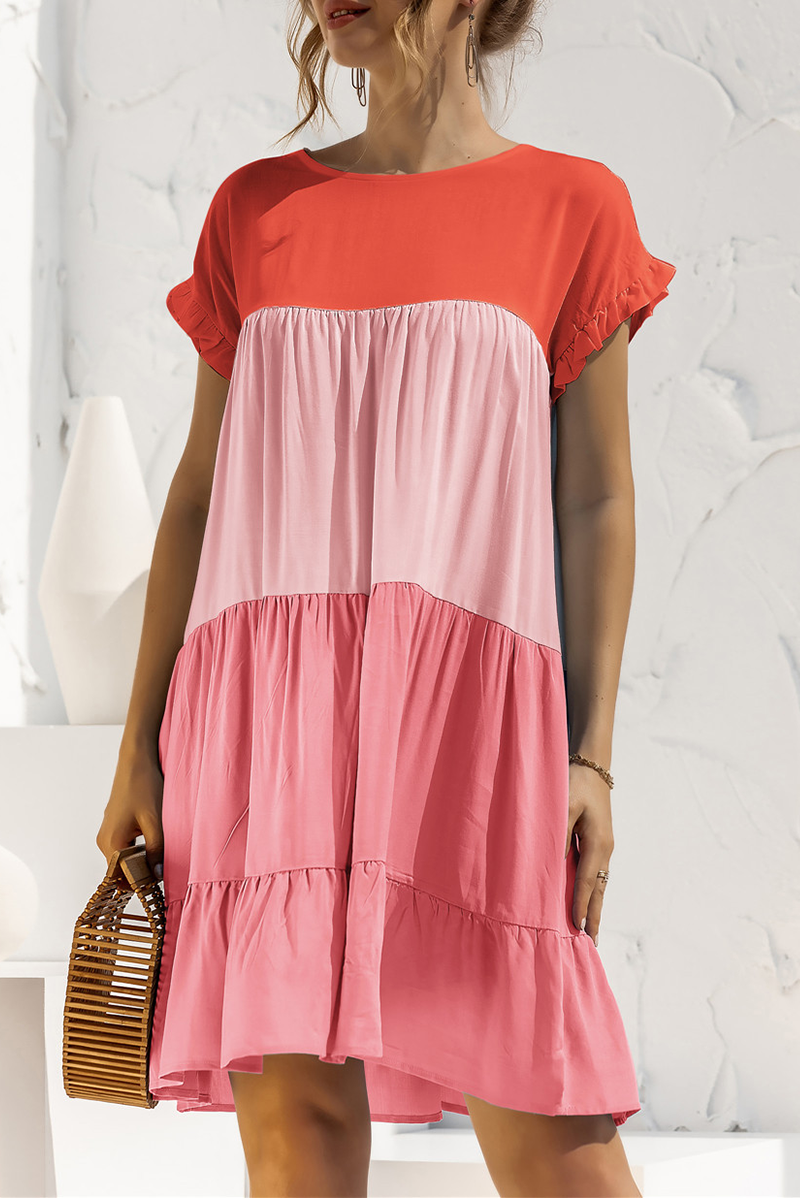Split Joint O Neck Cake Skirt Dresses(10 Colors)