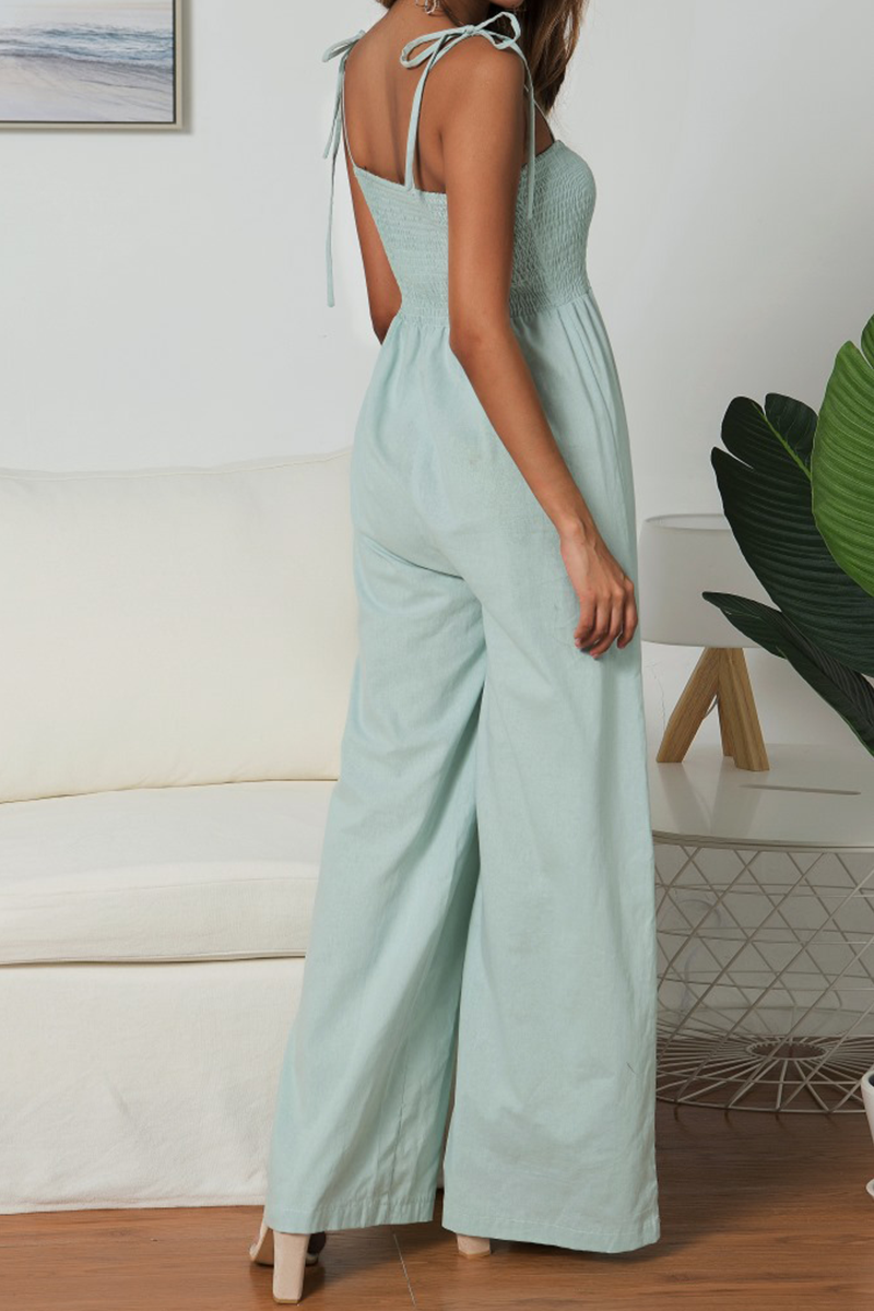 Split Joint Spaghetti Strap Loose Jumpsuits