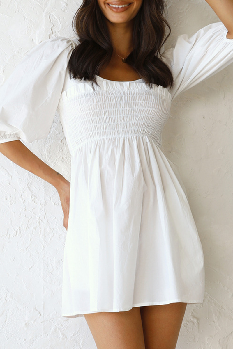 Patchwork Square Collar Cake Skirt Dresses