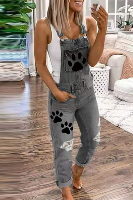 Print Patchwork Square Collar Harlan Jumpsuits