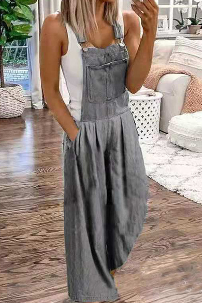 Pocket Fold Strapless Jumpsuits
