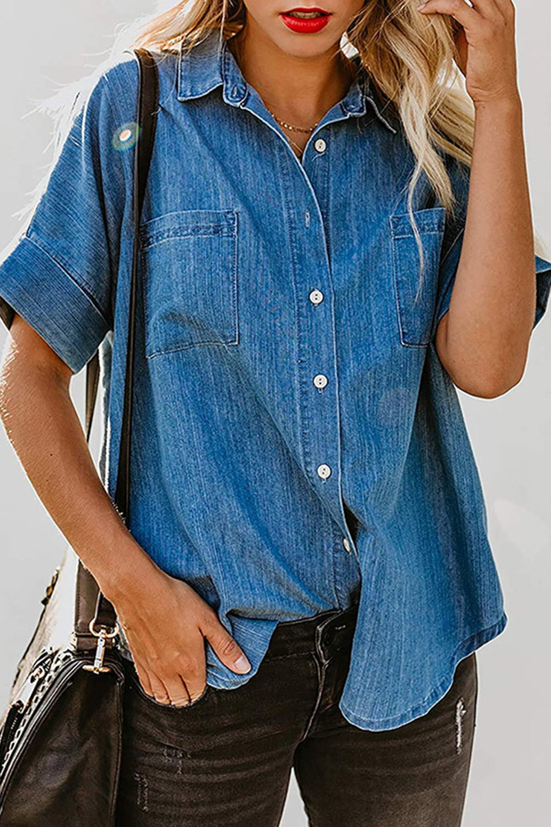 Patchwork Turndown Collar Blouses(3 Colors)