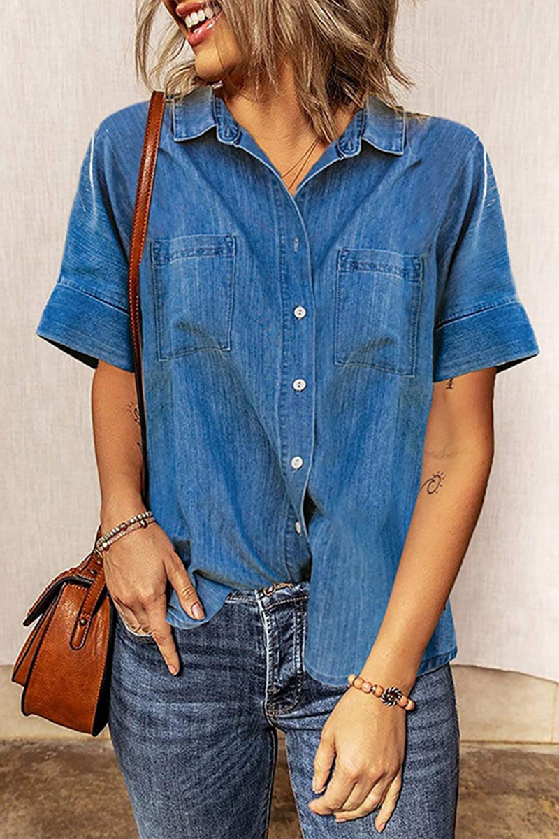 Patchwork Turndown Collar Blouses(3 Colors)