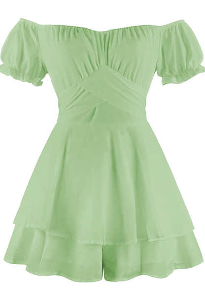 Flounce Off the Shoulder Straight Rompers(9 Colors)