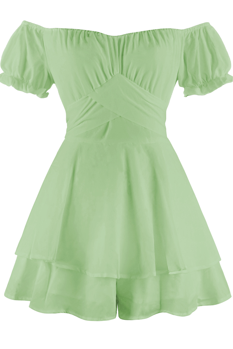 Flounce Off the Shoulder Straight Rompers(9 Colors)