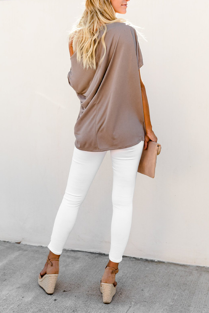 Patchwork One Shoulder T-shirts