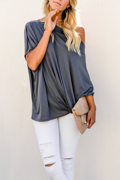 Patchwork One Shoulder T-shirts