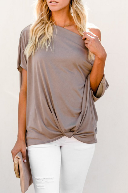 Patchwork One Shoulder T-shirts