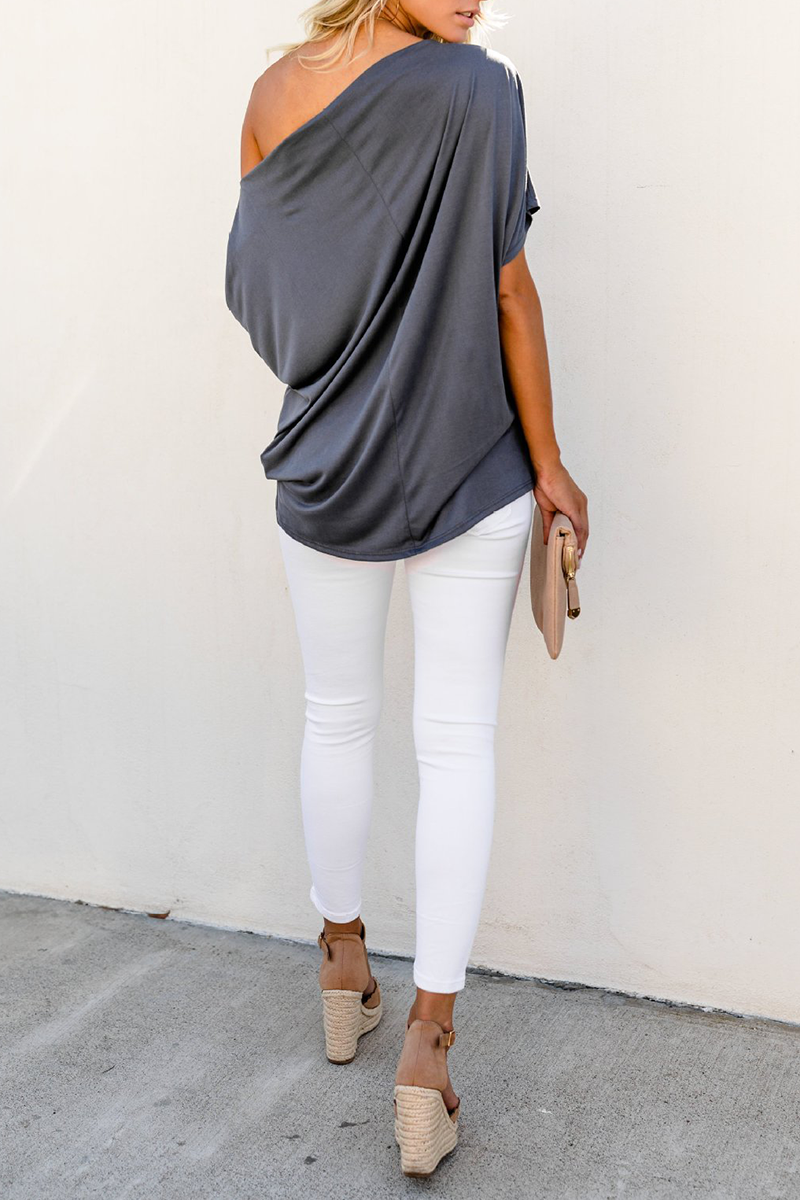 Patchwork One Shoulder T-shirts