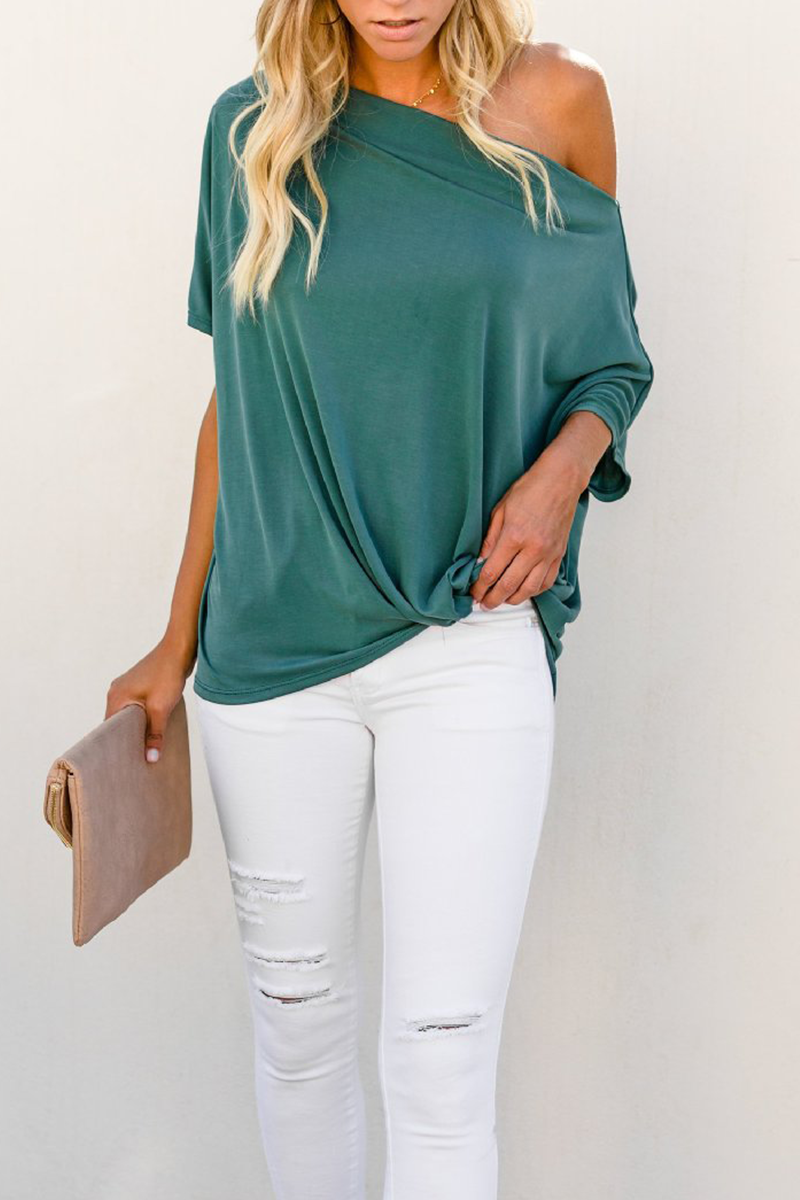 Patchwork One Shoulder T-shirts