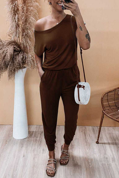 Split Joint One Shoulder Harlan Jumpsuits(6 Colors)