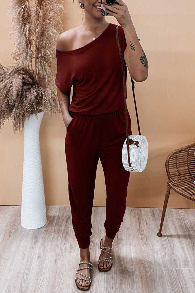 Split Joint One Shoulder Harlan Jumpsuits(6 Colors)