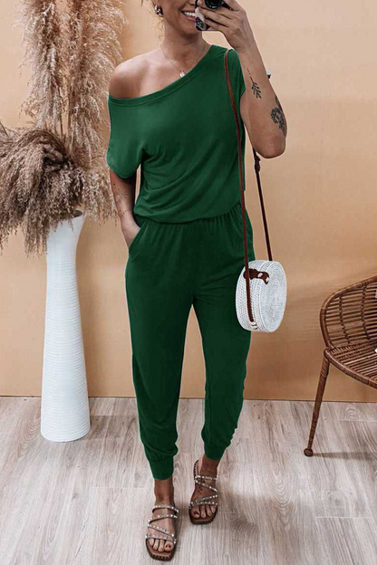 Split Joint One Shoulder Harlan Jumpsuits(6 Colors)