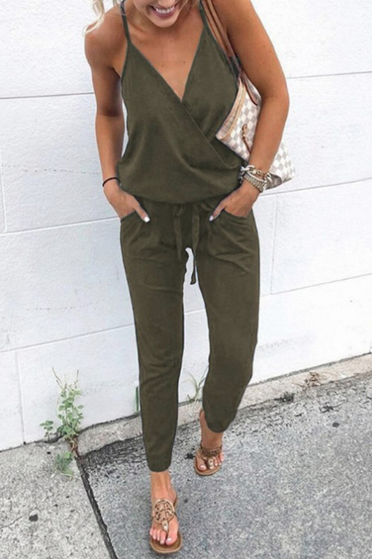 Patchwork Spaghetti Strap Harlan Jumpsuits