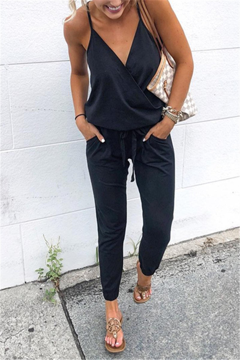 Patchwork Spaghetti Strap Harlan Jumpsuits