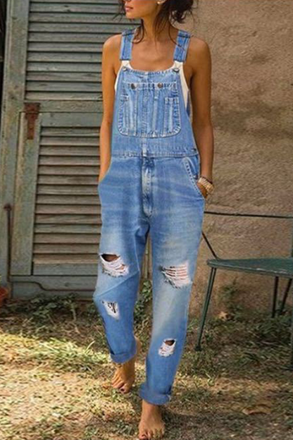 Ripped Harlan Jumpsuits(3 Colors)