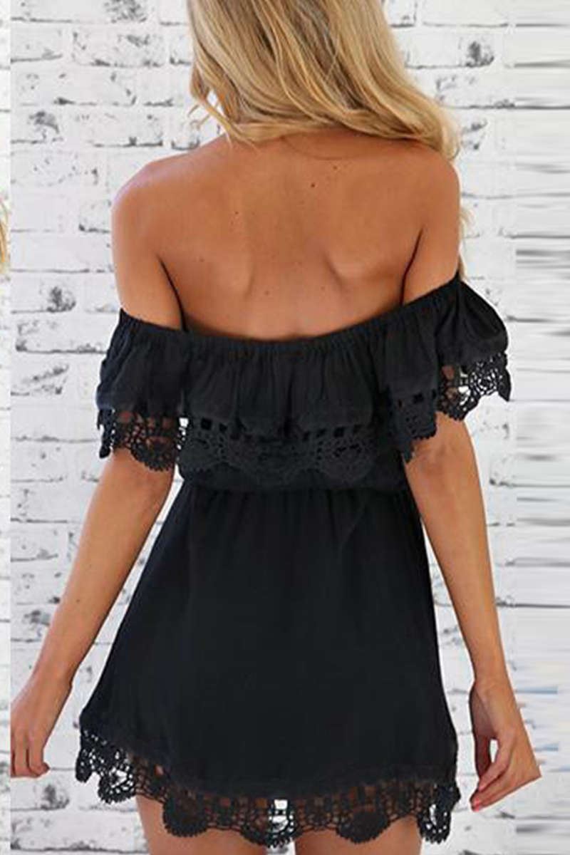 Split Joint Off the Shoulder Cake Skirt Dresses
