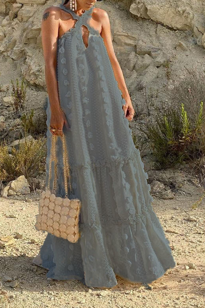 Patchwork Halter Cake Skirt Dresses