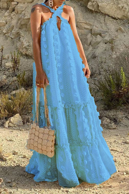 Patchwork Halter Cake Skirt Dresses
