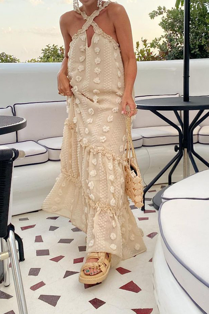 Patchwork Halter Cake Skirt Dresses