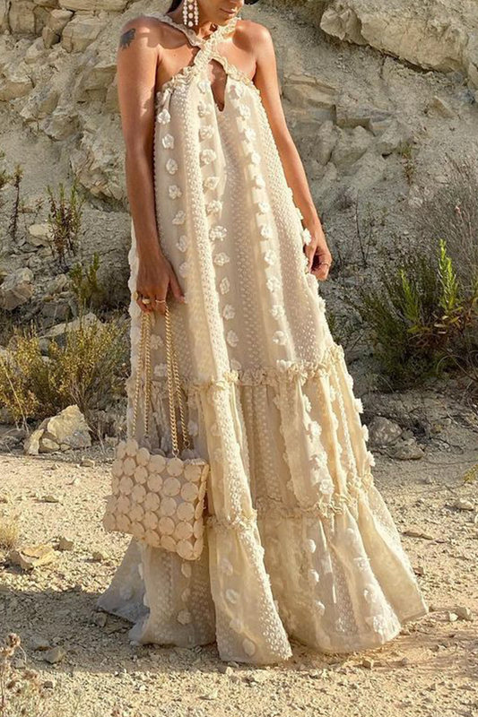 Patchwork Halter Cake Skirt Dresses